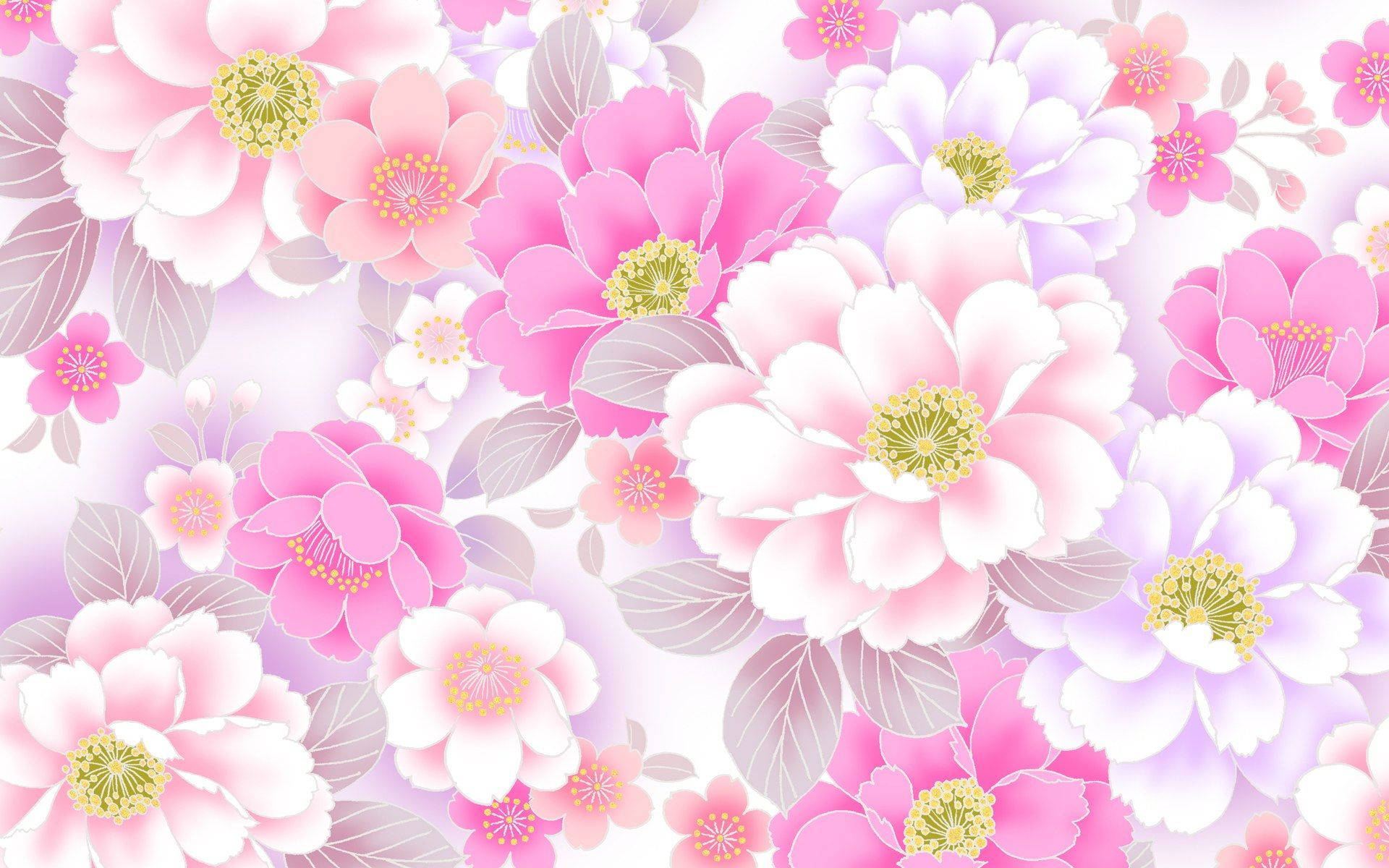 Beautiful Pink And White Floral Desktop Wallpaper