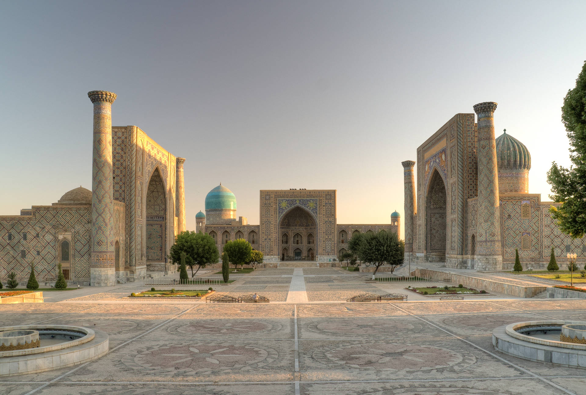 Beautiful Registan Square In Samarkand Wallpaper