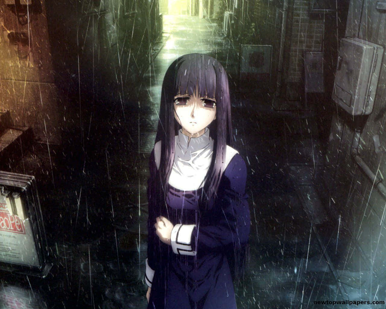 I en verden af ​sorg står en anime-karakter alene. Wallpaper