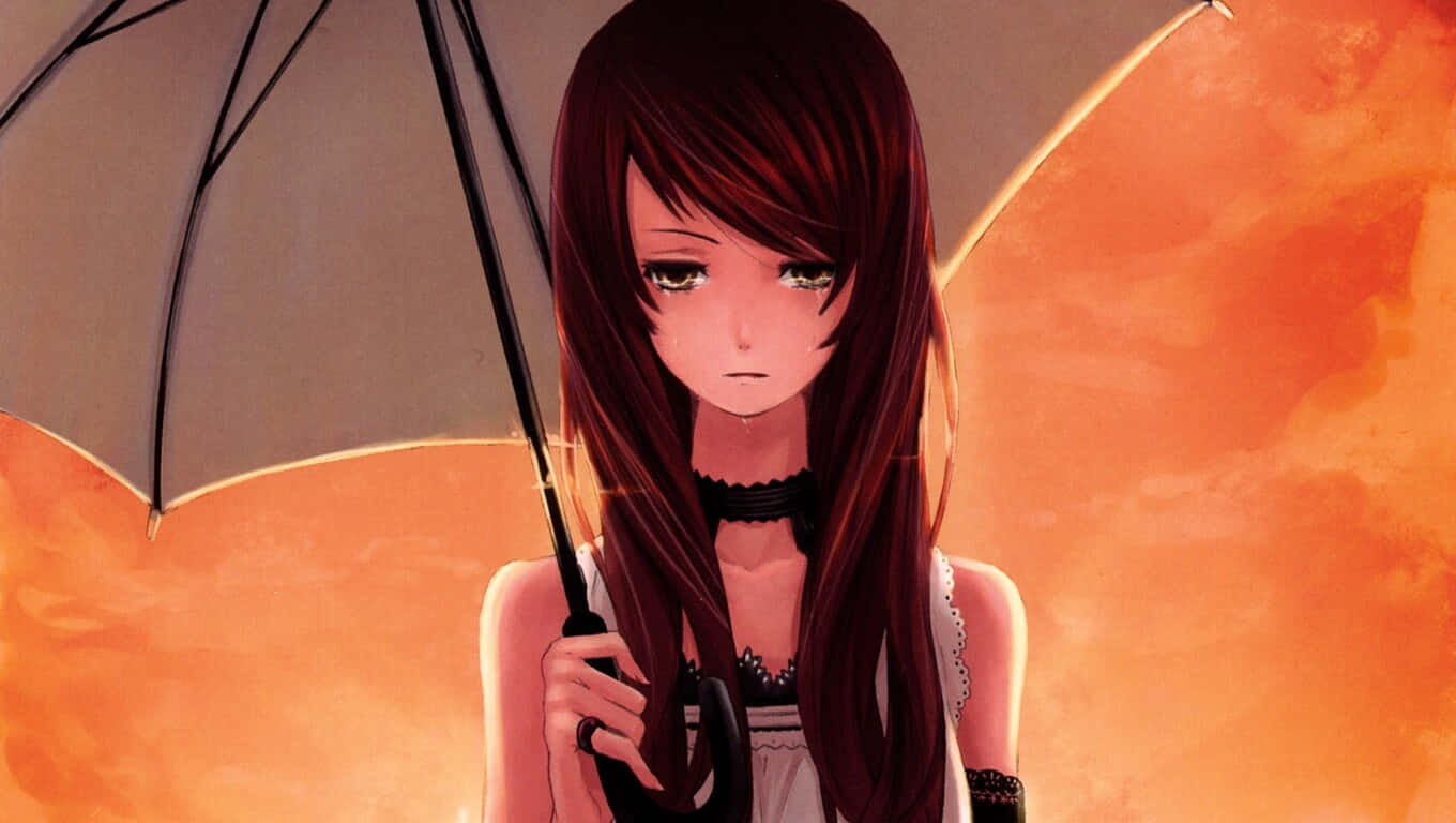 Tears - En pige i smerte, tabt i triste anime tårer Wallpaper