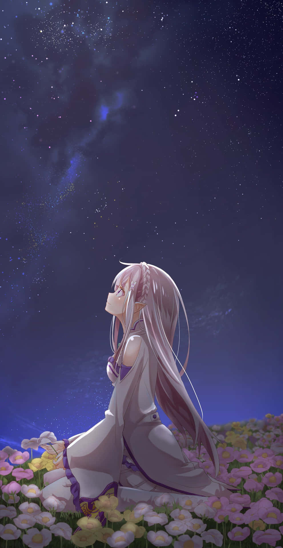 A beautiful sad anime girl in contemplation Wallpaper