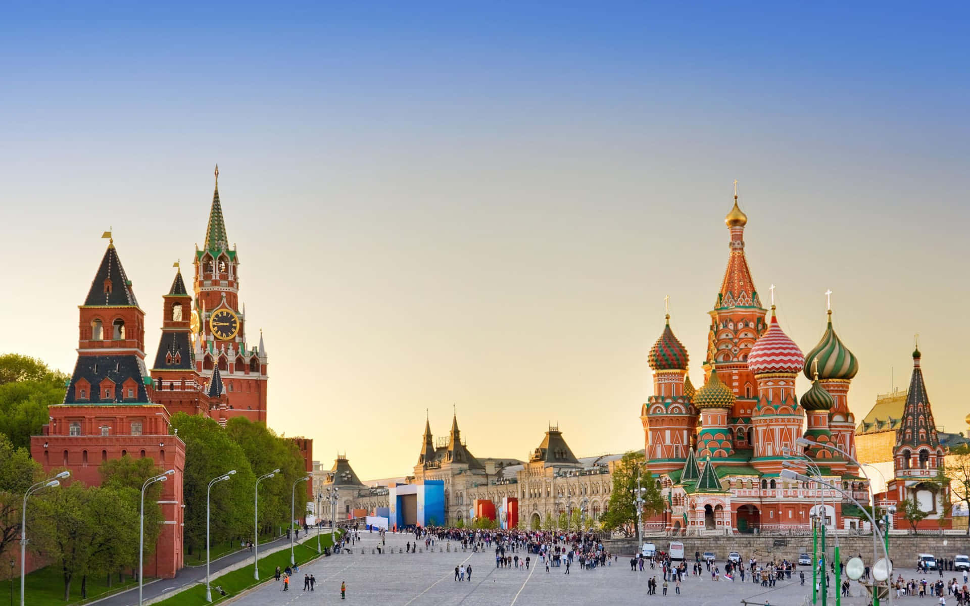 Smukke St. Basils katedral i Kreml Moskva Rusland Tæppe Wallpaper