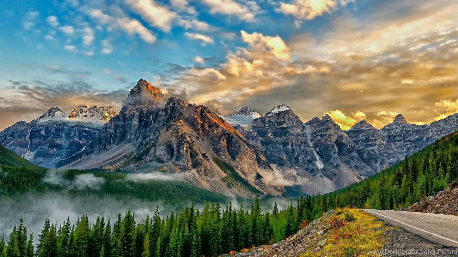 Sfondodesktop Con Panorami Stupendi Del Parco Nazionale Di Banff. Sfondo