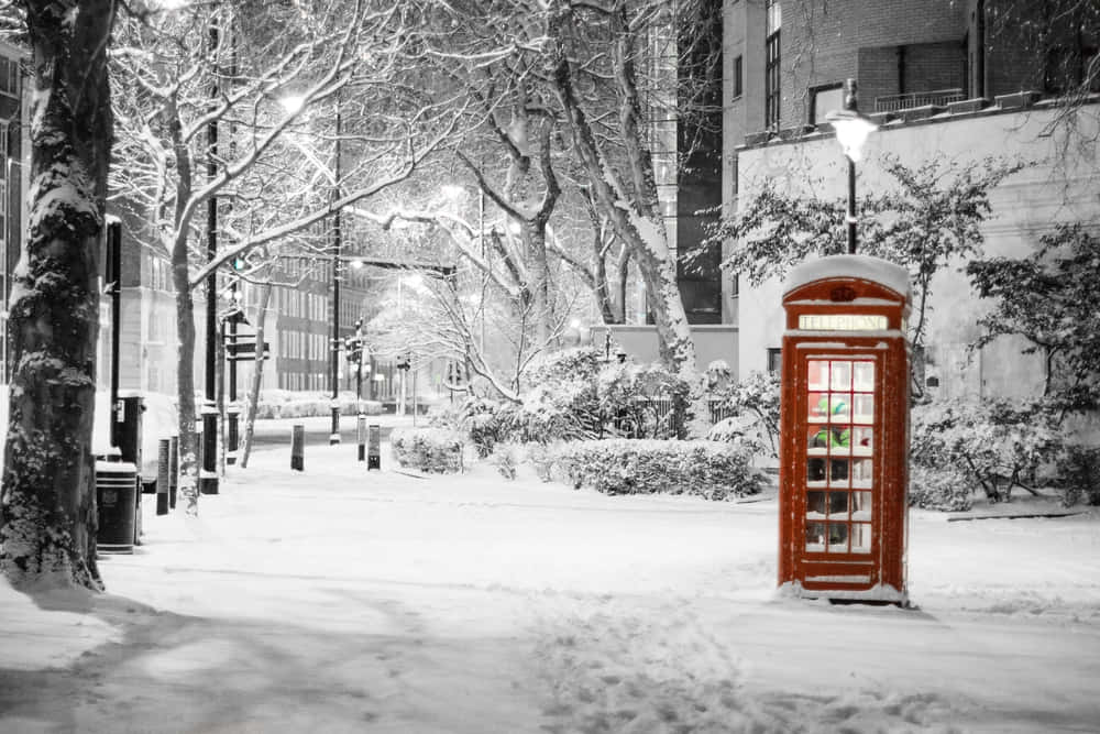 Beautiful Snow Telephone Booth Picture