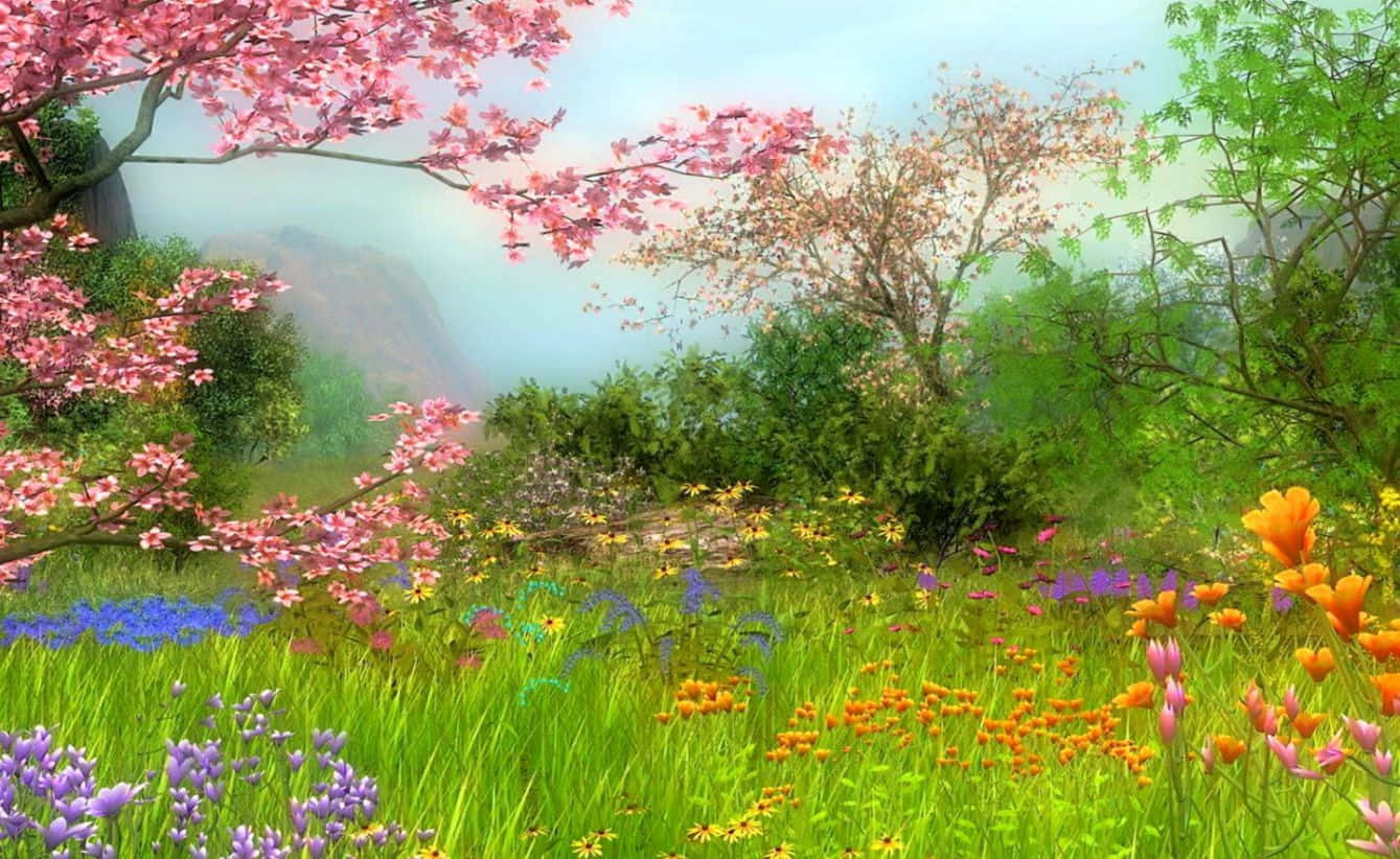 Attnjuta Av En Dag Av Skönhet I En Blommande Vårlig Äng