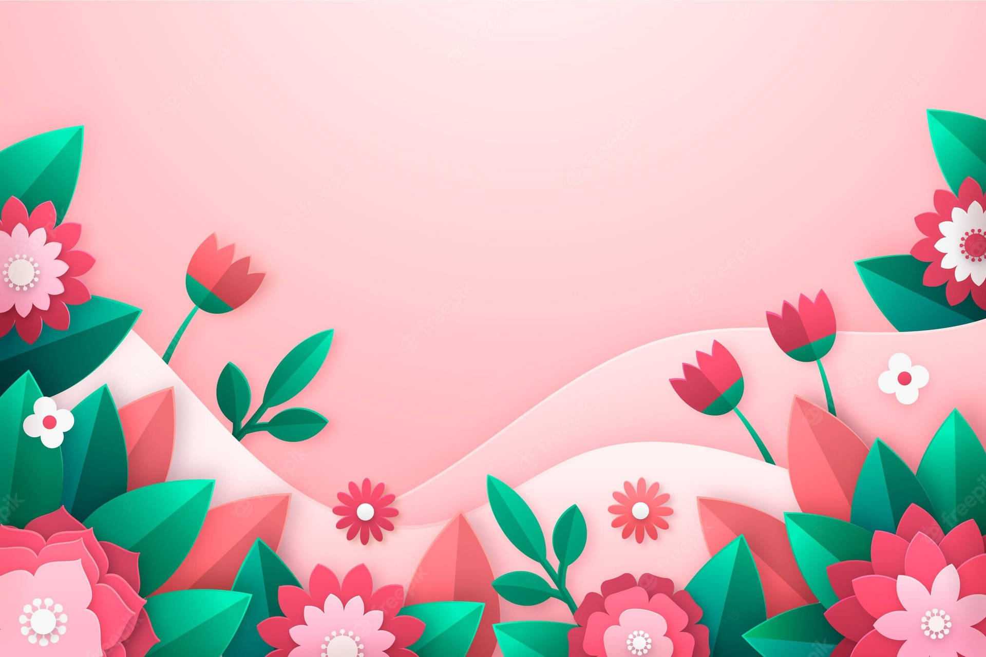Beautiful Spring Origami Flowers Digital Art Wallpaper