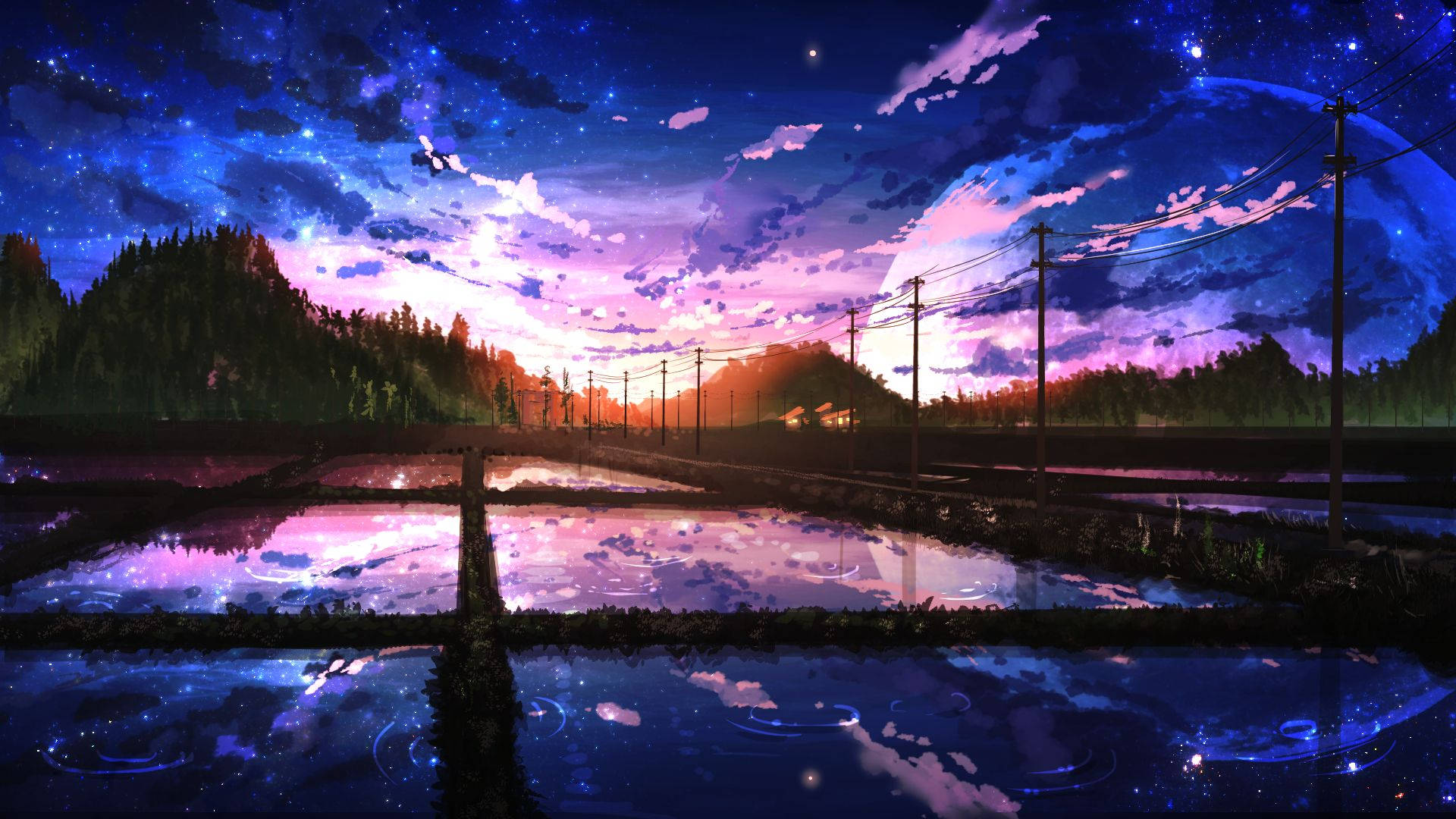 Beautiful Sunrise Anime Scenery Wallpaper