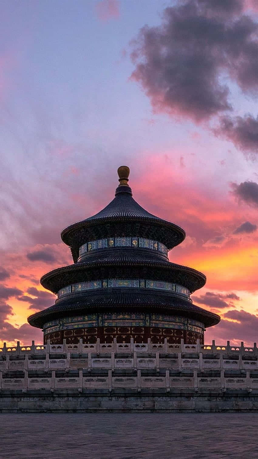Beautiful Sunset At The Temple Of Heaven Wallpaper