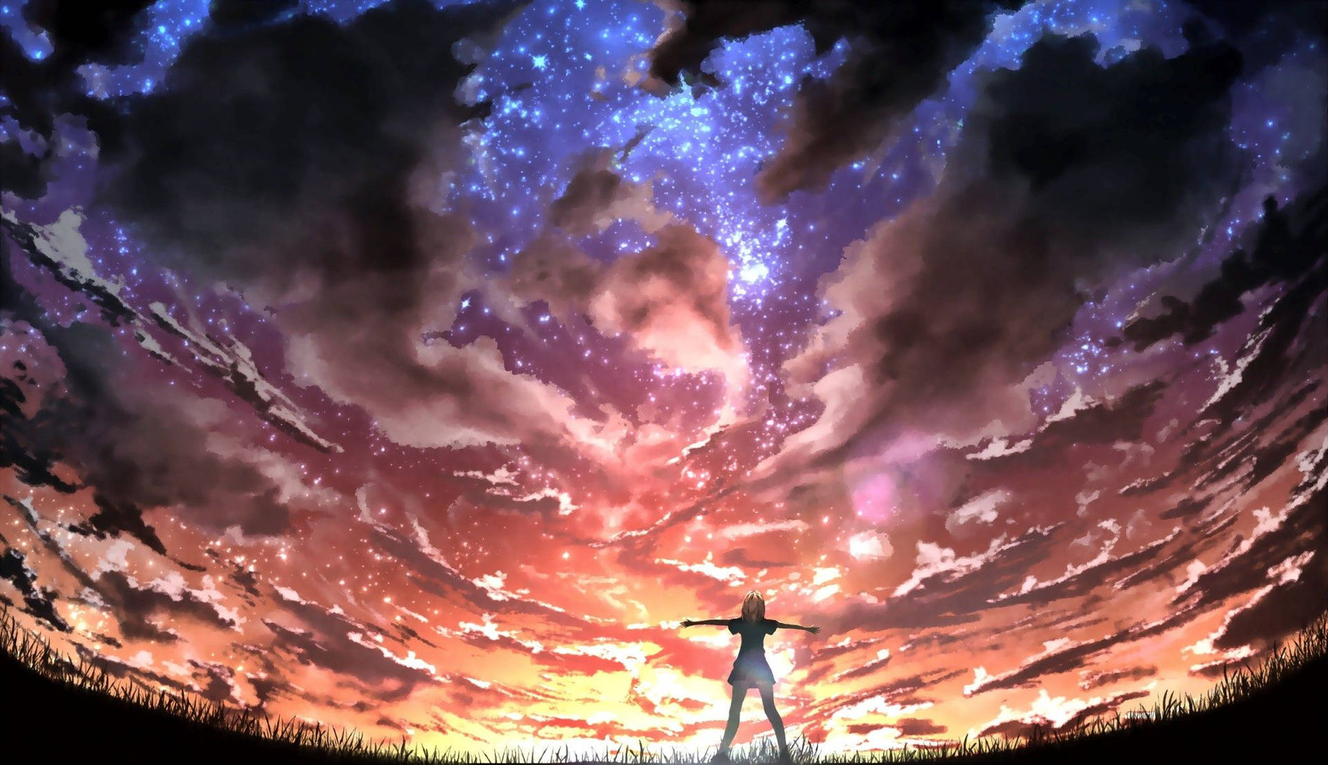 An enchanting sunset from Your Lie In April Wallpaper