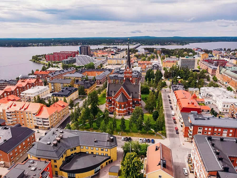 Mooie Zonsondergang Over De Luleå Archipel Achtergrond