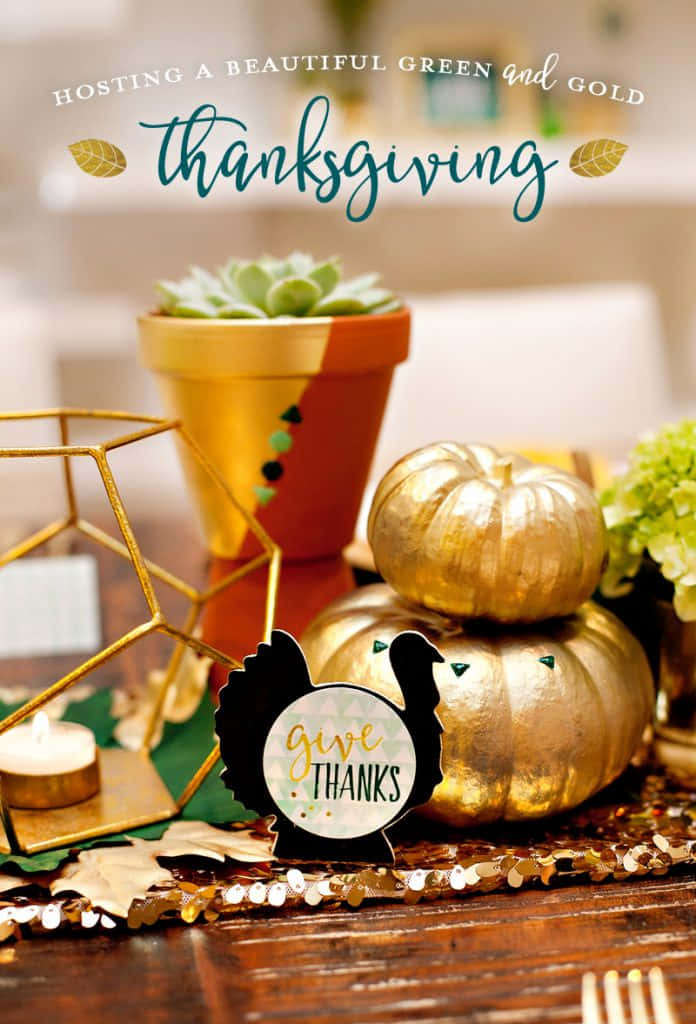 Beautiful Green And Gold Thanksgiving Decoration Picture