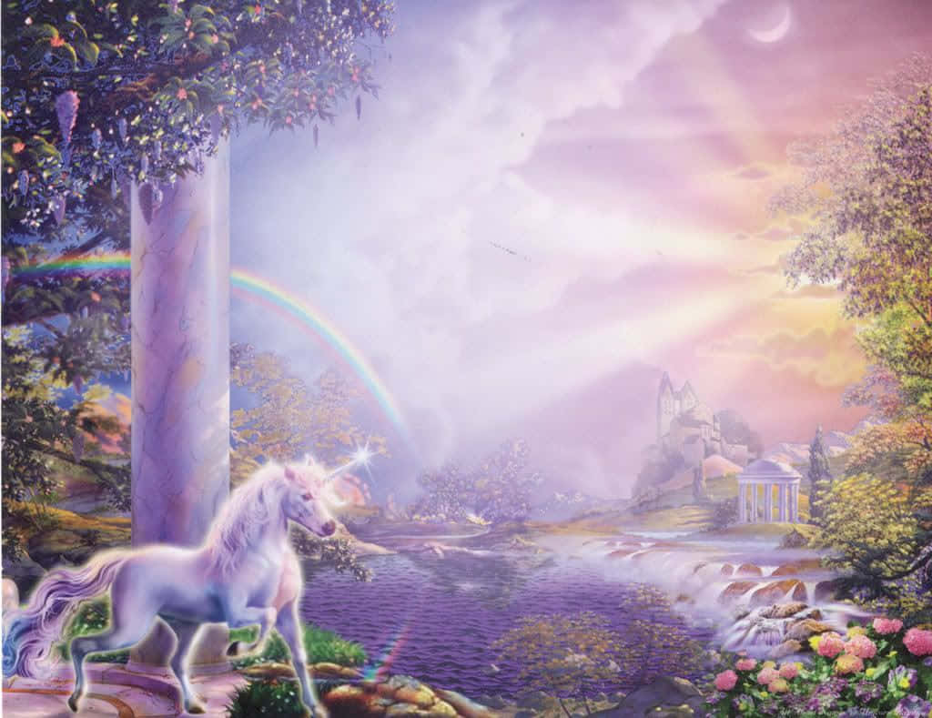 Beautiful Unicorn Walking In Magical Place Picture