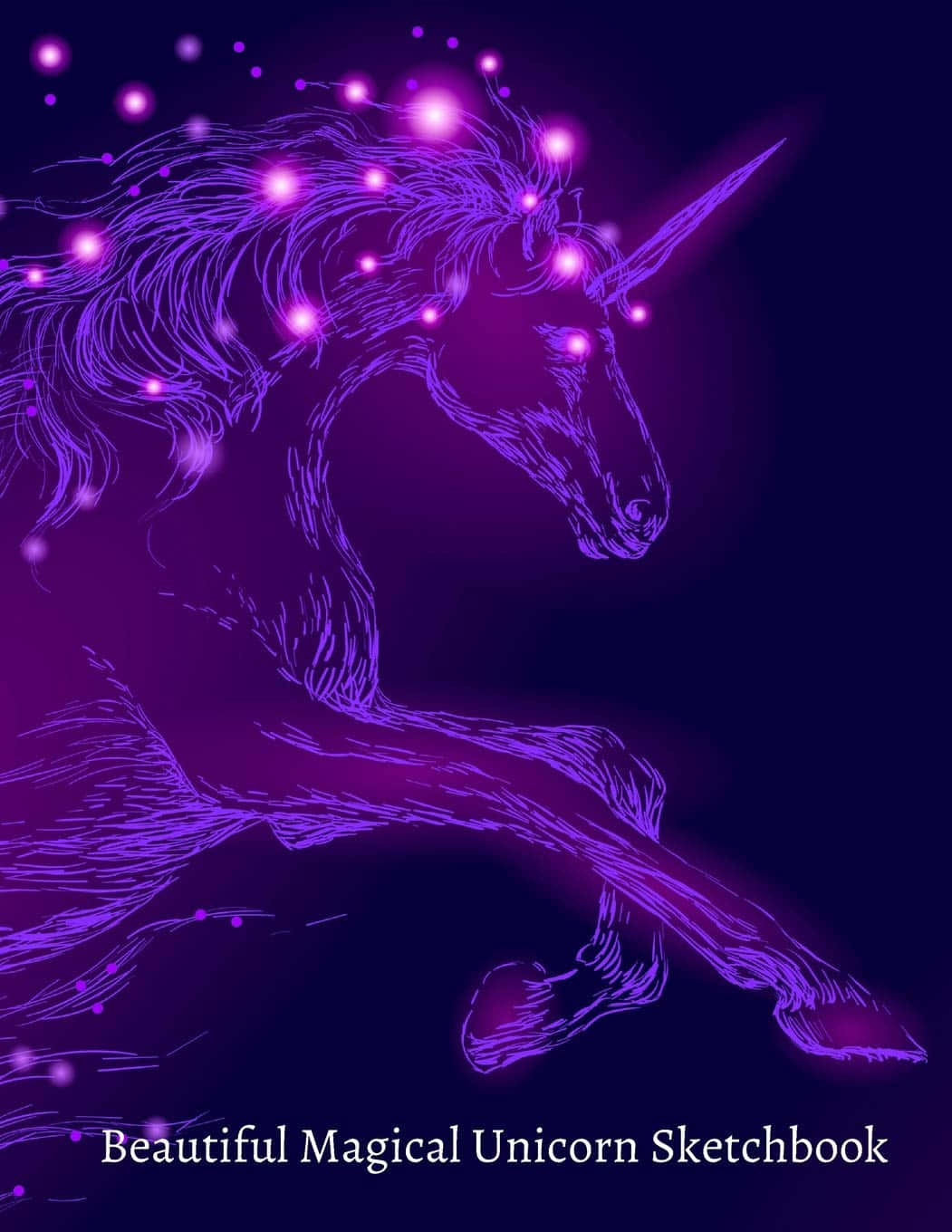 Beautiful Unicorn Glowing Purple Outline Picture