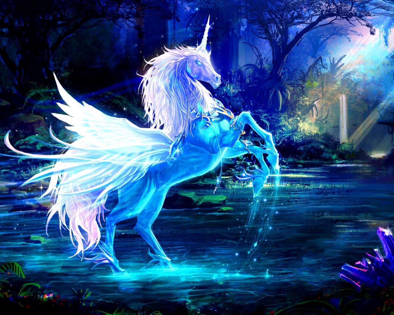 Beautiful Unicorn Standing In Water Picture