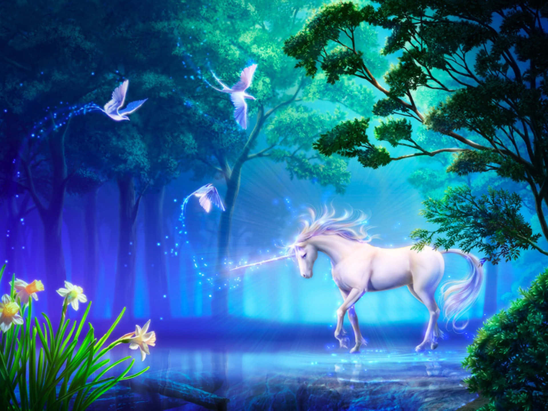 Beautiful Unicorn In Magic Forest Picture