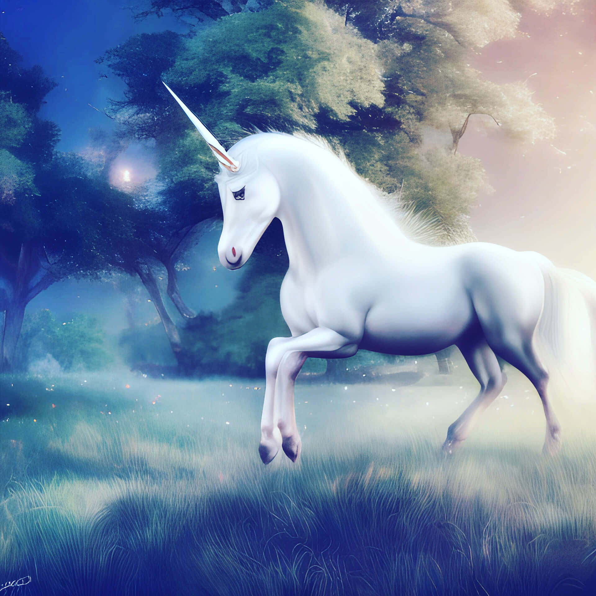Download Beautiful Unicorn Running In Grassfield Picture | Wallpapers.com