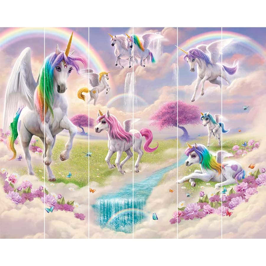 Beautiful Unicorn Running In Rainbow Paradise Picture