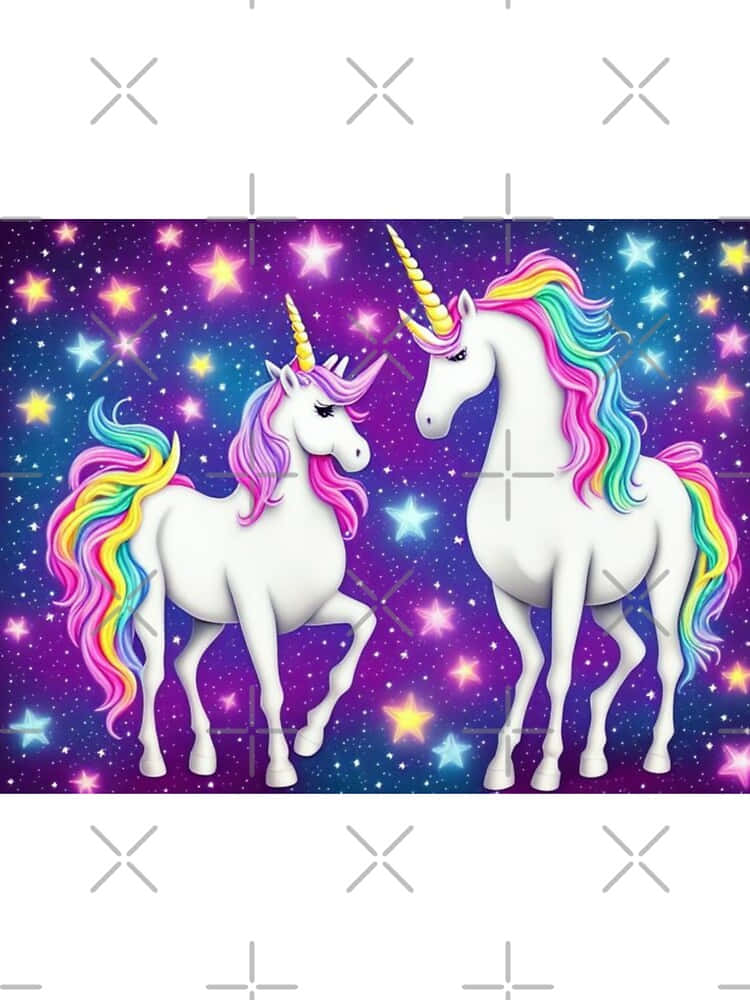 Hermosaimagen De Un Unicornio Multicolor Con Estrellas En El Espacio.