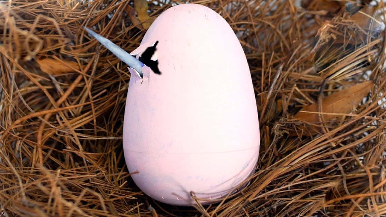 Schöneseinhorn Kurz Vor Dem Schlüpfen Auf Eierschale Bild
