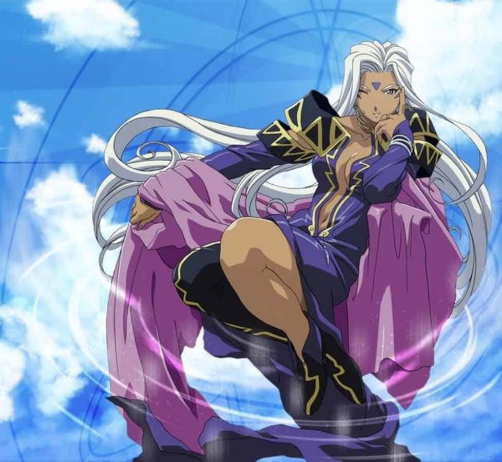 Beautiful Urd From "ah My Goddess" In A Powerful Stance Wallpaper