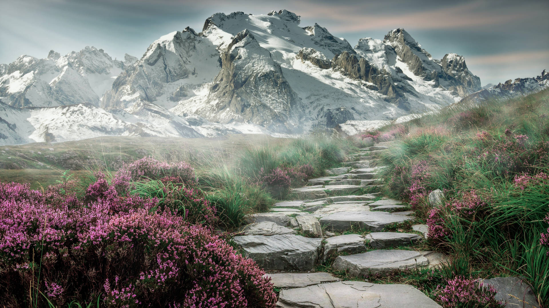 Beautiful Walkway For Mountain Iphone Theme Wallpaper