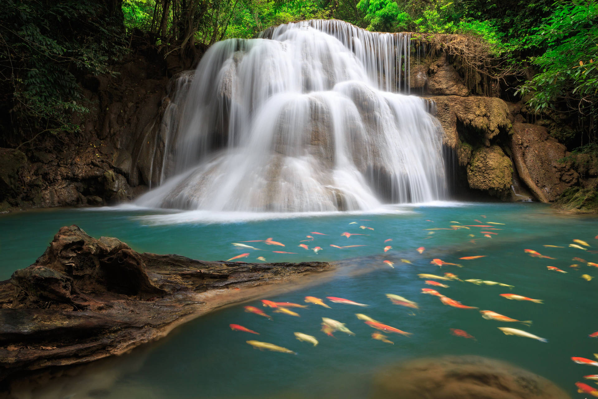 Beautiful Waterfall Huai Mae Khamin Wallpaper