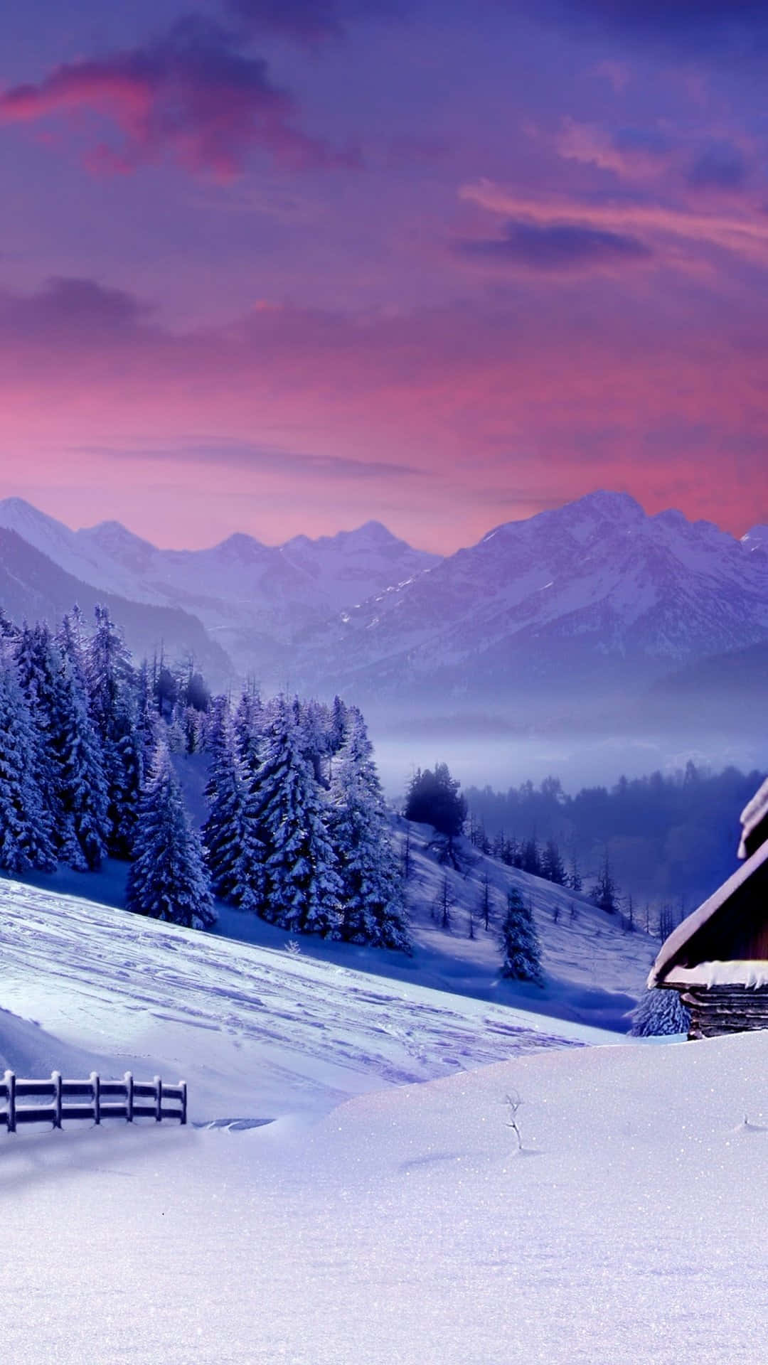 "A winter walk through the beautiful snow-covered landscape" Wallpaper