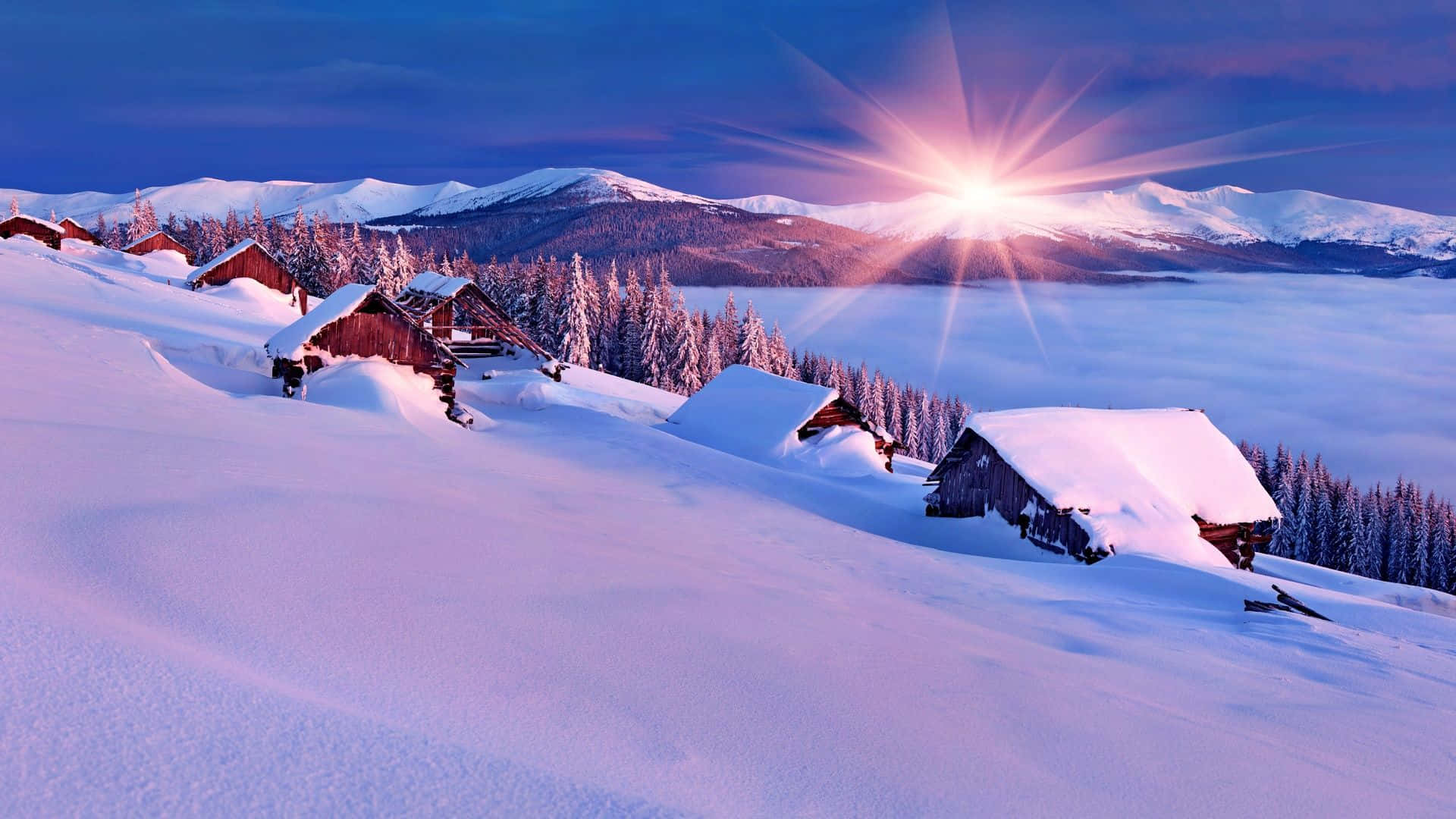 Beautiful Winter Season Morning Mountains Wallpaper