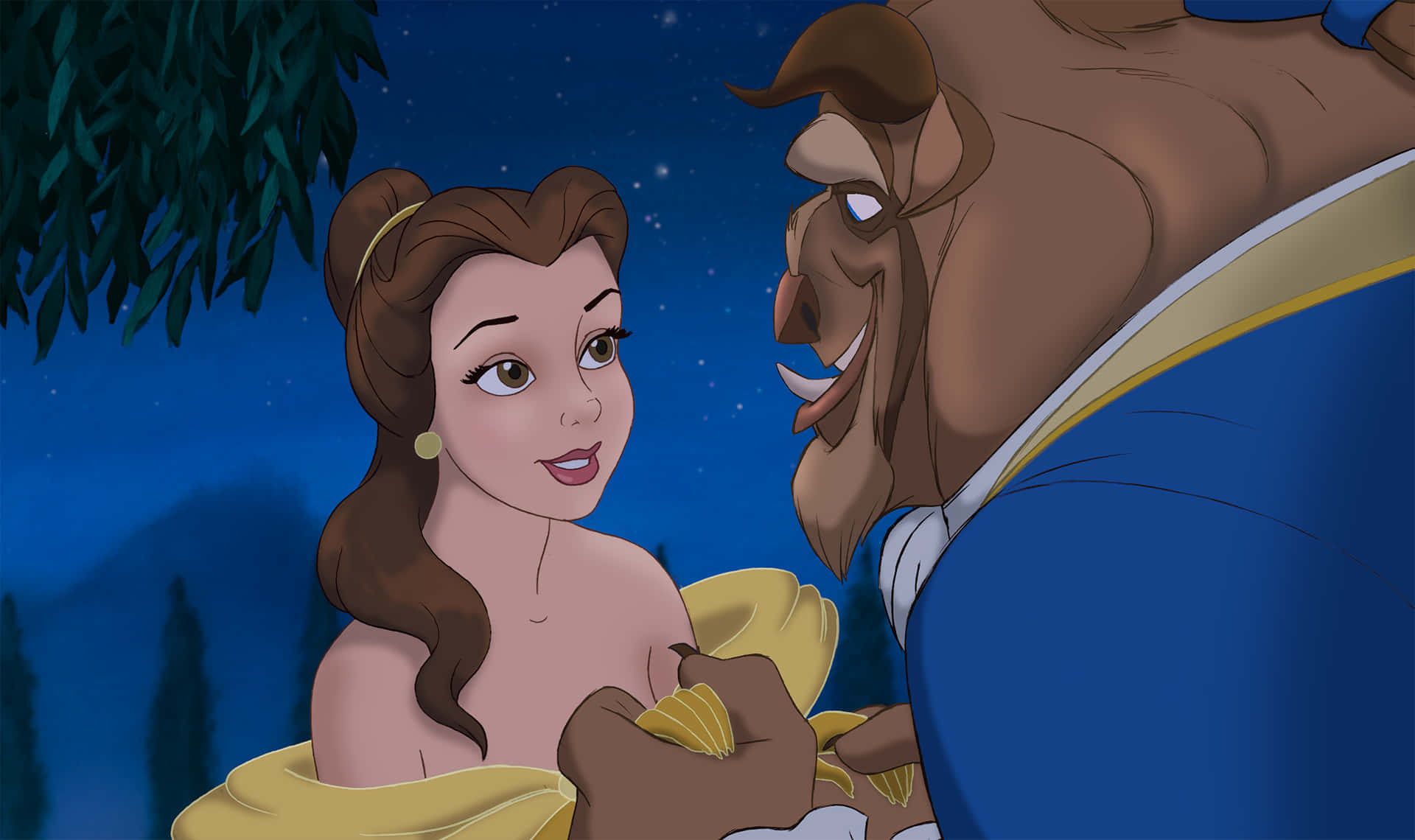 Gladåterförening | Beskrivning: Belle (emma Watson) Återförenas Med Odjuret (dan Stevens) I Den Live Action-omgjorda Versionen Av Disney-klassikern Skönheten Och Odjuret Från 2017.