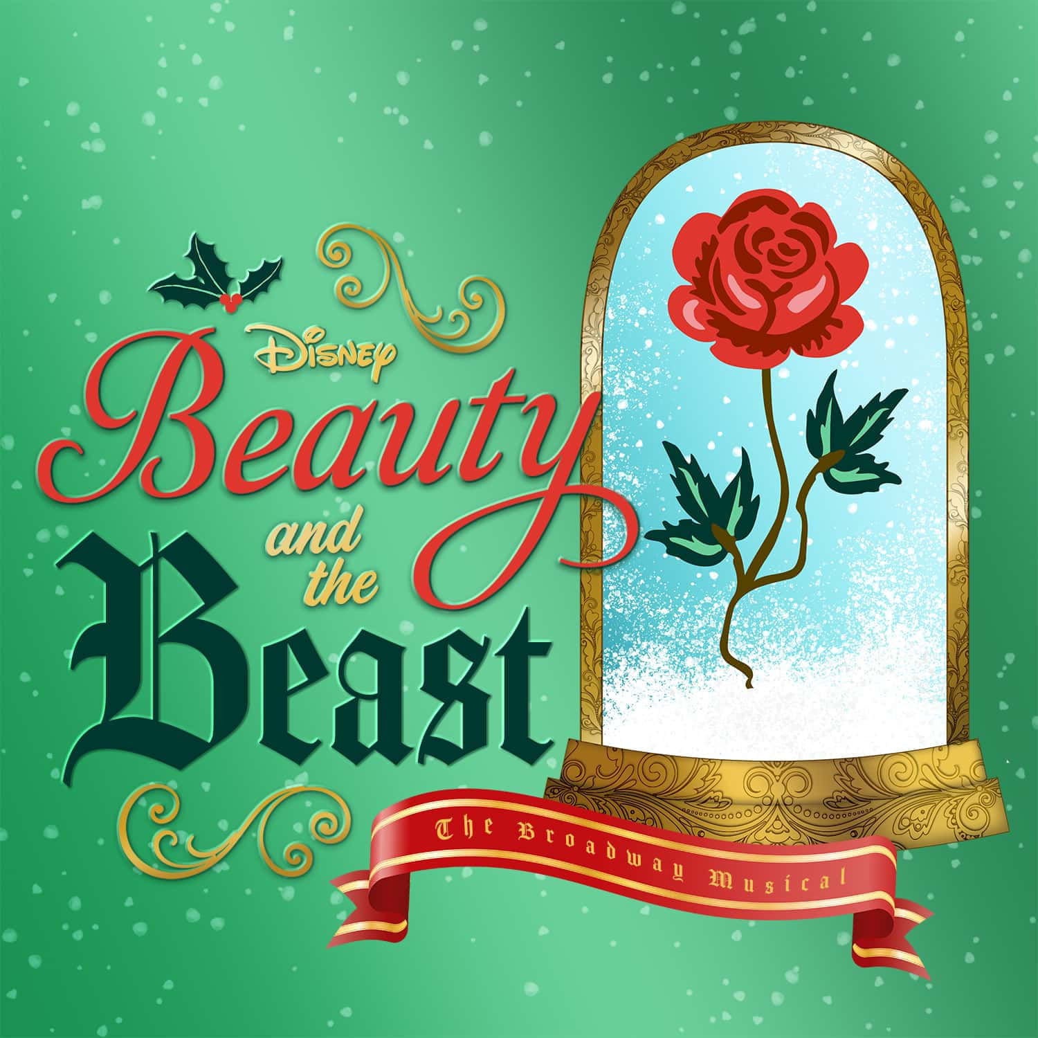 Logoet for Skønheden og Udyret med en rose