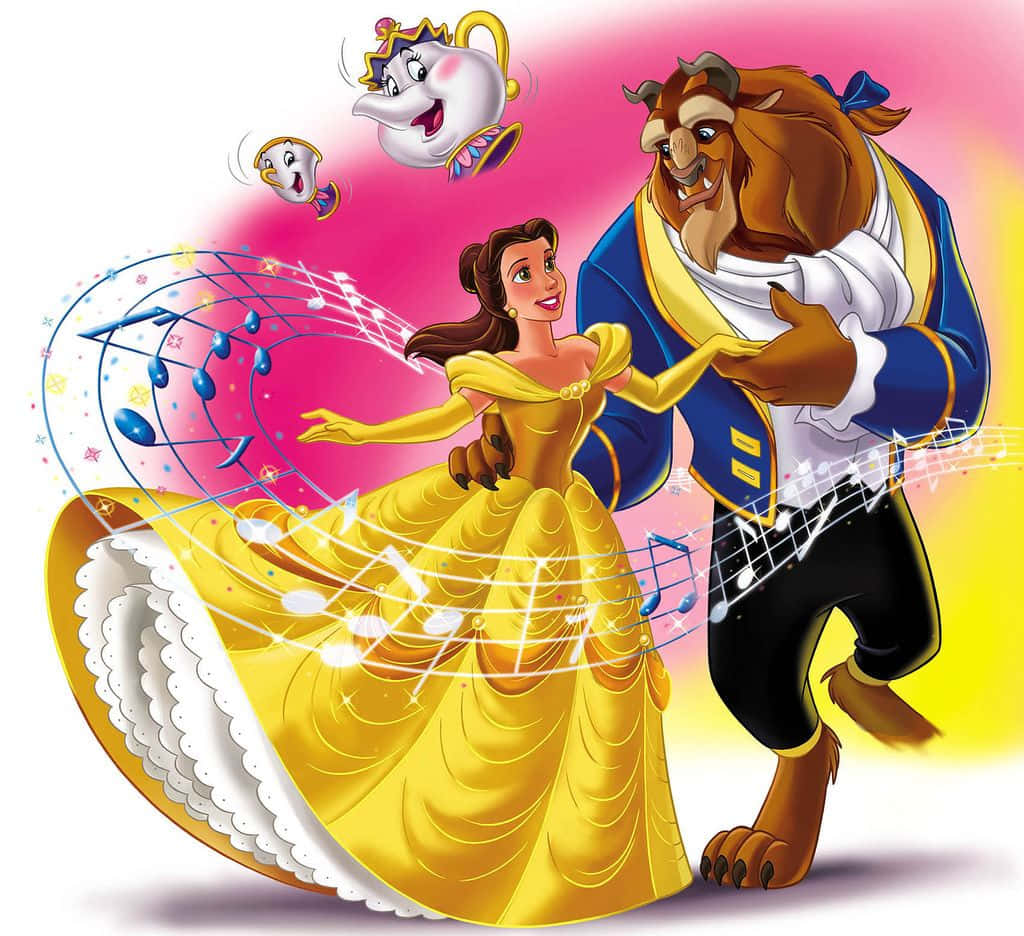 Love conquers all as Belle and Beast share a tender moment.