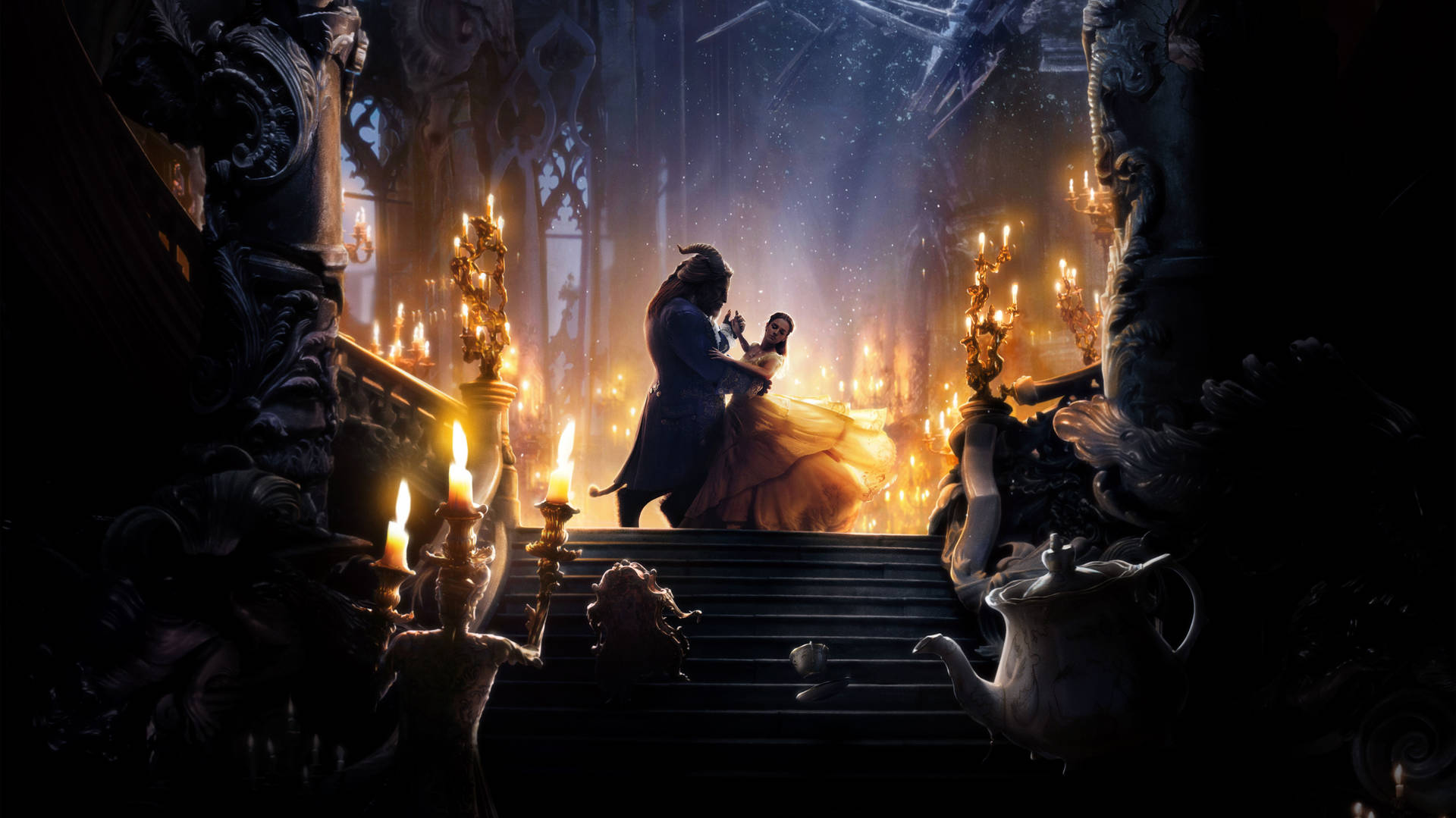 Beauty And The Beast Romantic Dance Wallpaper