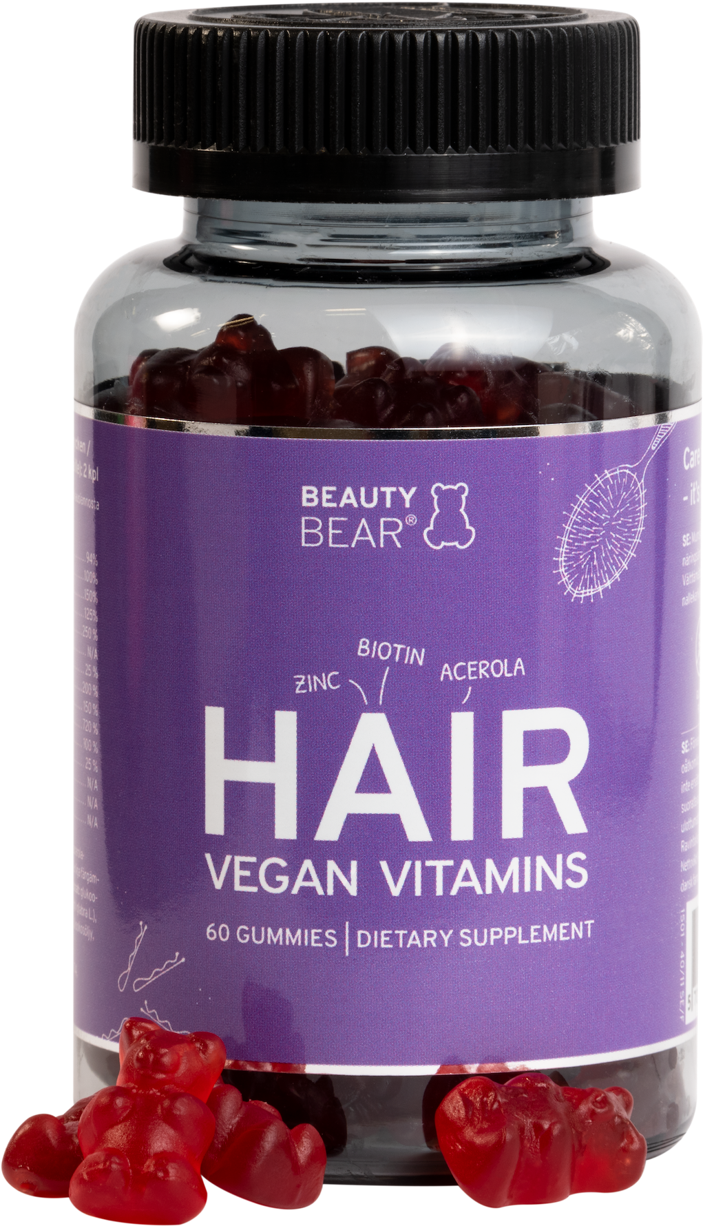 Beauty Bear Hair Vegan Vitamins Bottle PNG