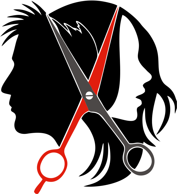 Beauty Salon Logo_ Scissors And Profiles PNG