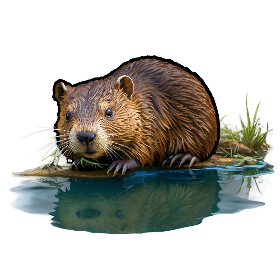 Beaver And River Scene Png Vxa20 PNG