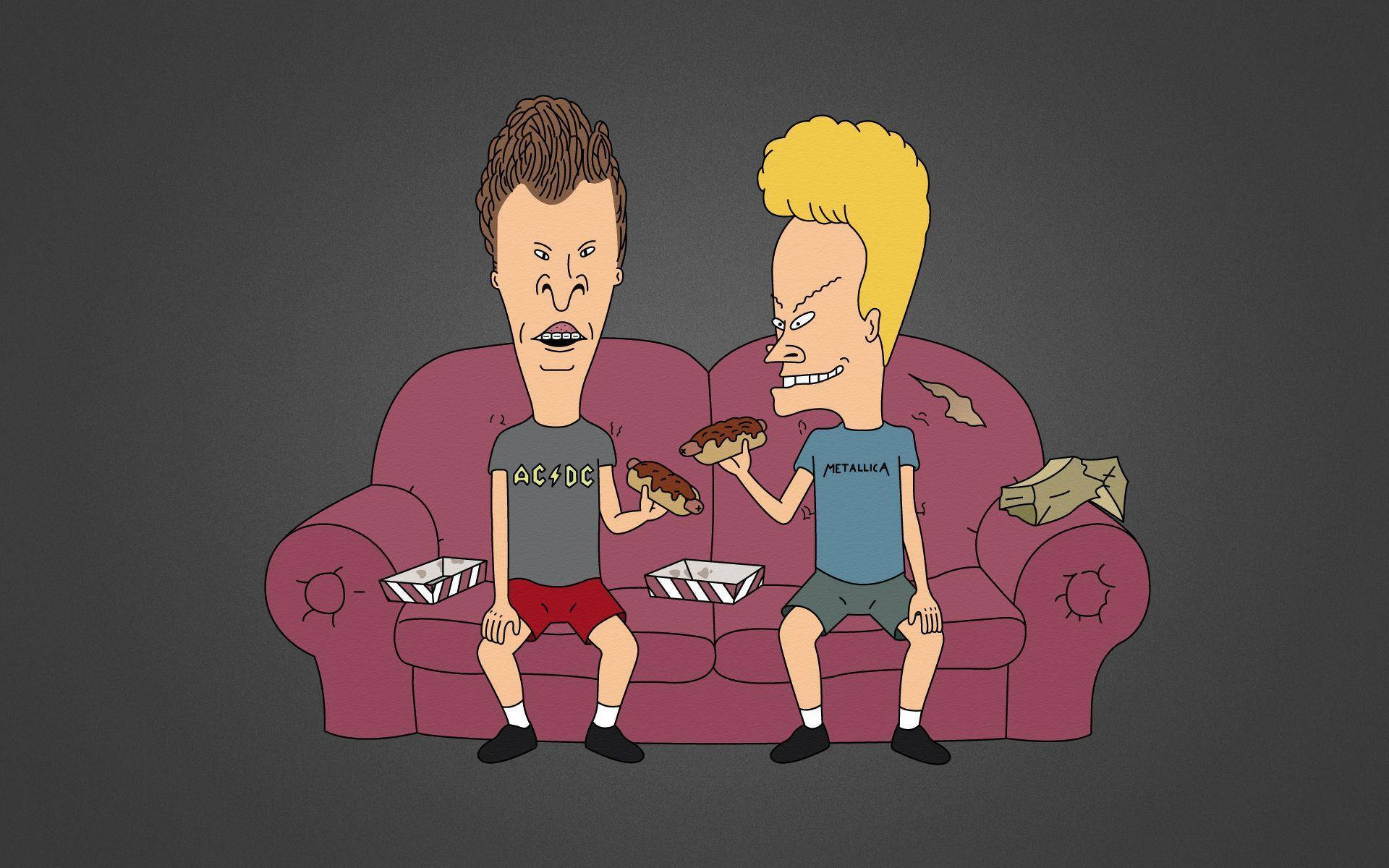 Beavis And Butt Head Eating On Couch Wallpaper