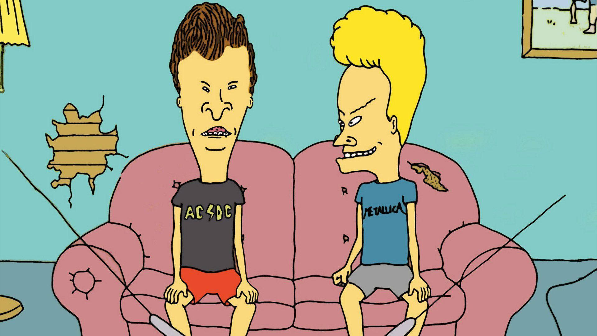 Beavis And Butt Head On Pink Couch Wallpaper