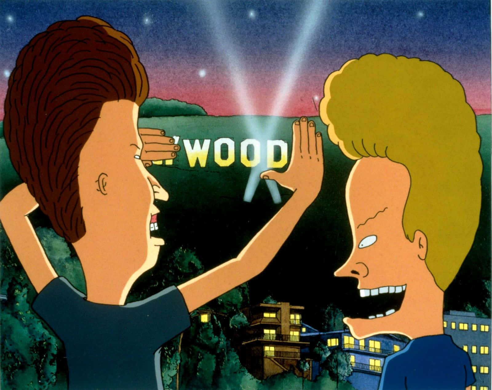 Two Cartoon Characters With The Word Hollywood On Them