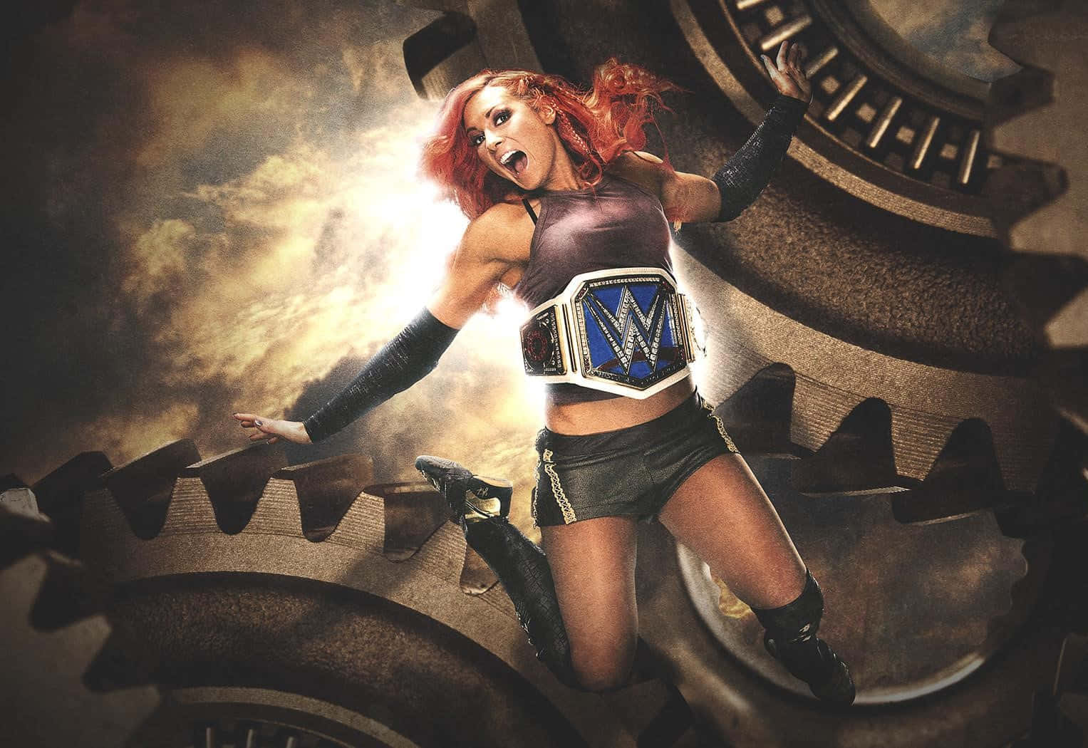 Becky Lynch With Giant Gears Wallpaper