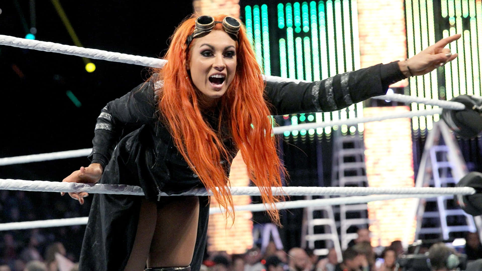 Becky Lynch Leaning Over The Ring Wallpaper