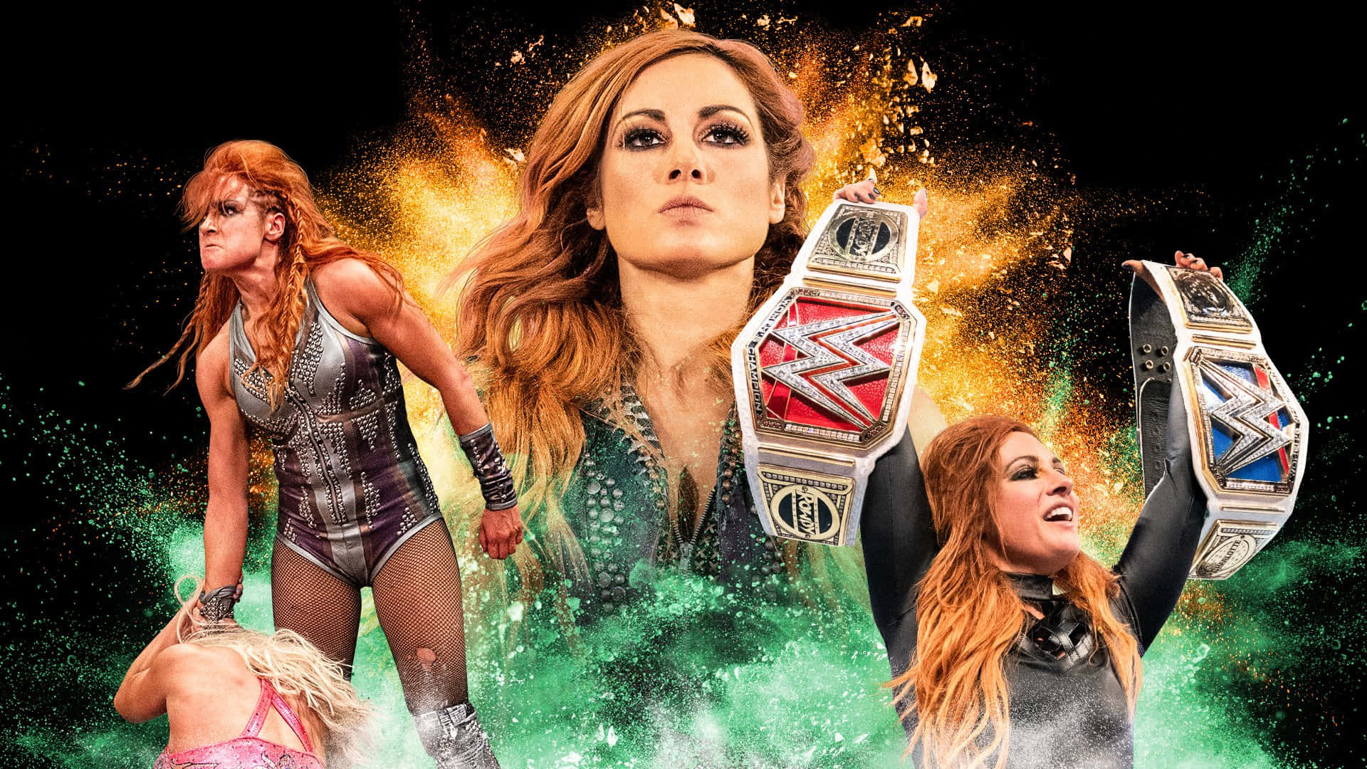 Becky Lynch In Color Explosion Wallpaper
