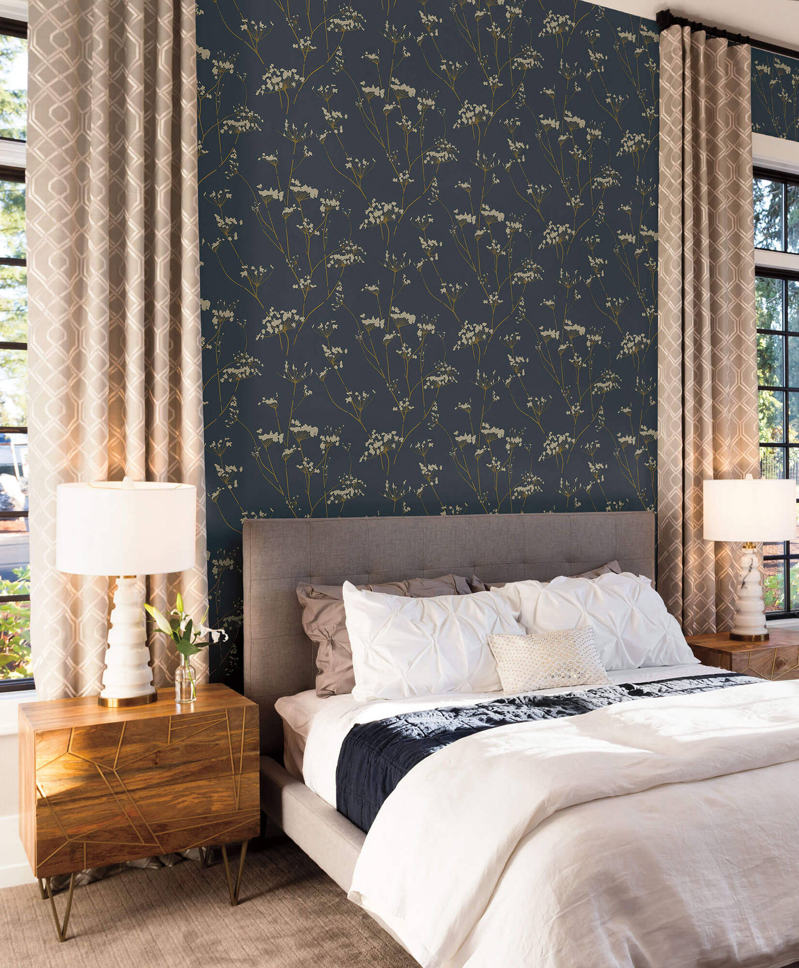 Bedroom Dark Enchanted Forest Wall Pattern Wallpaper