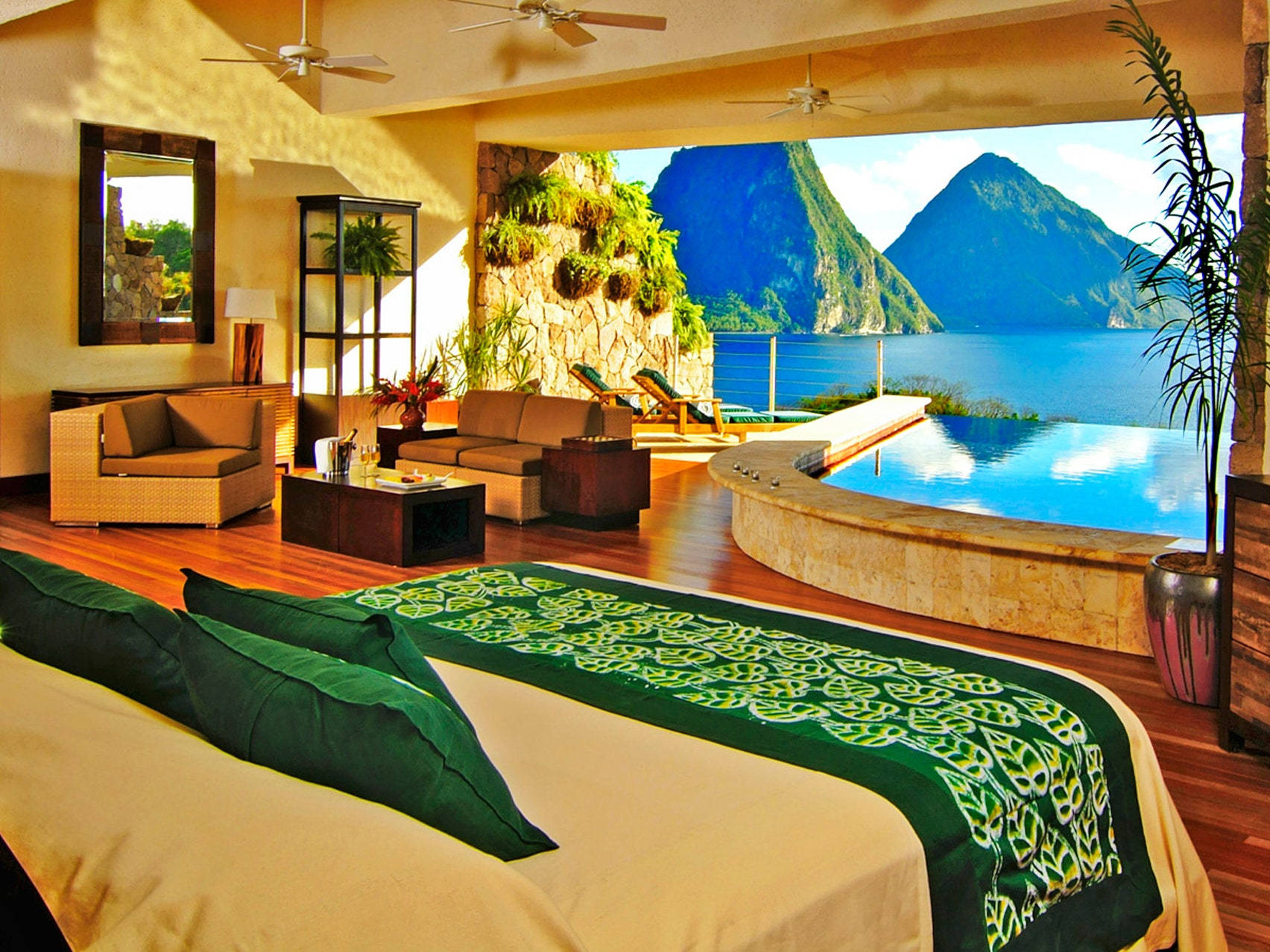 Bedroom View In A St Lucia Hotel Wallpaper