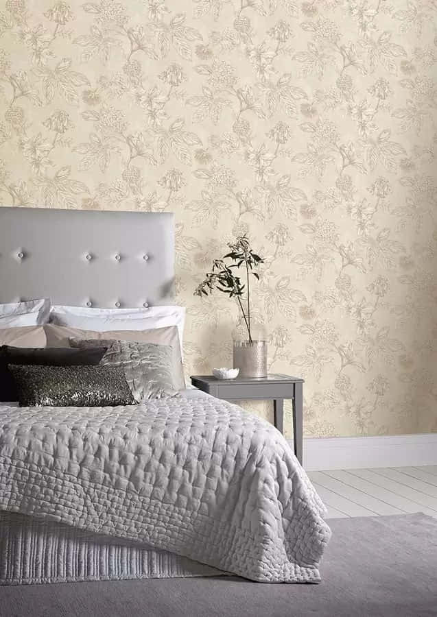 Bedroom Wall With Subtle Design Wallpaper