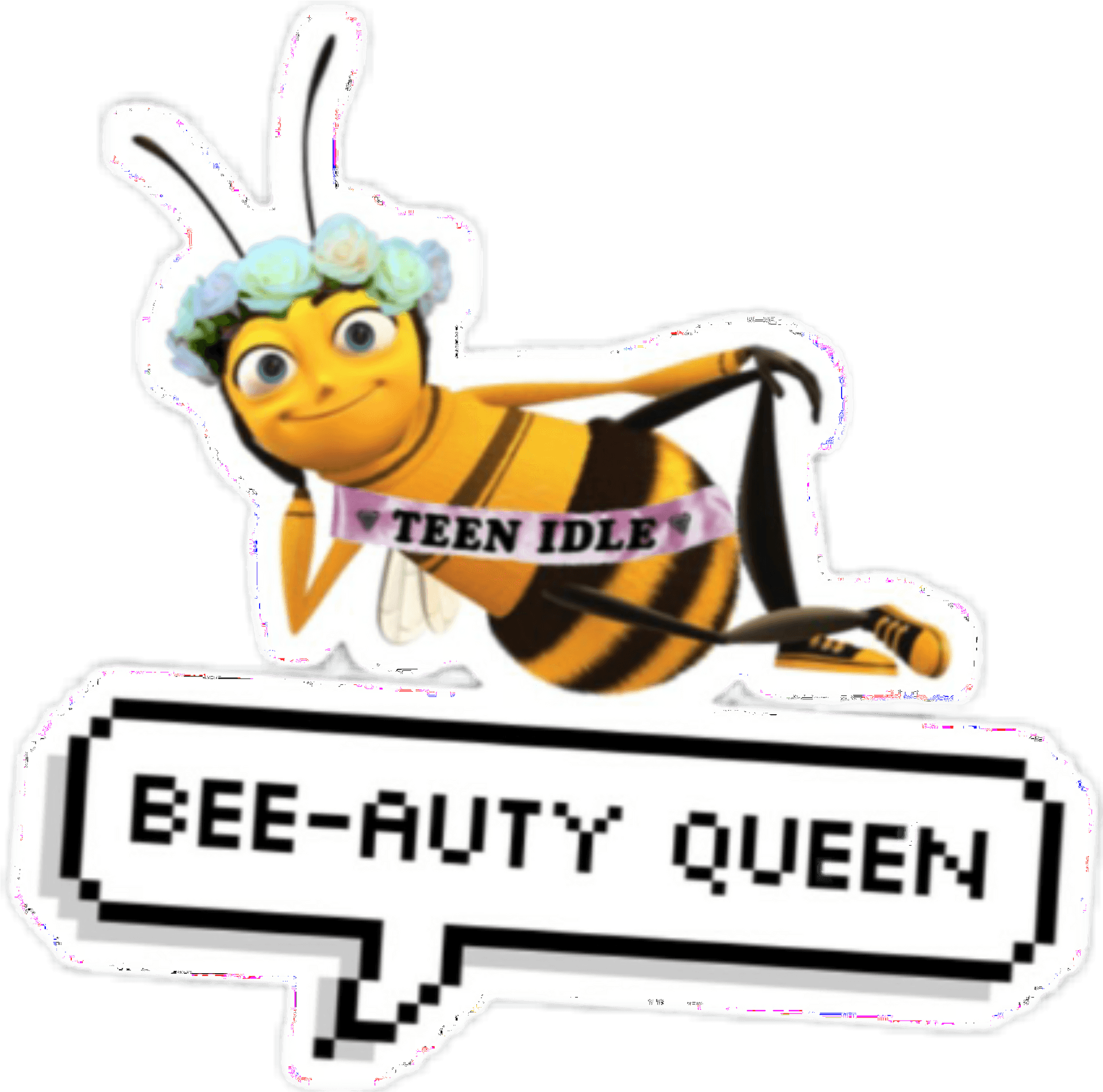 Bee Character Beauty Queen Sticker PNG