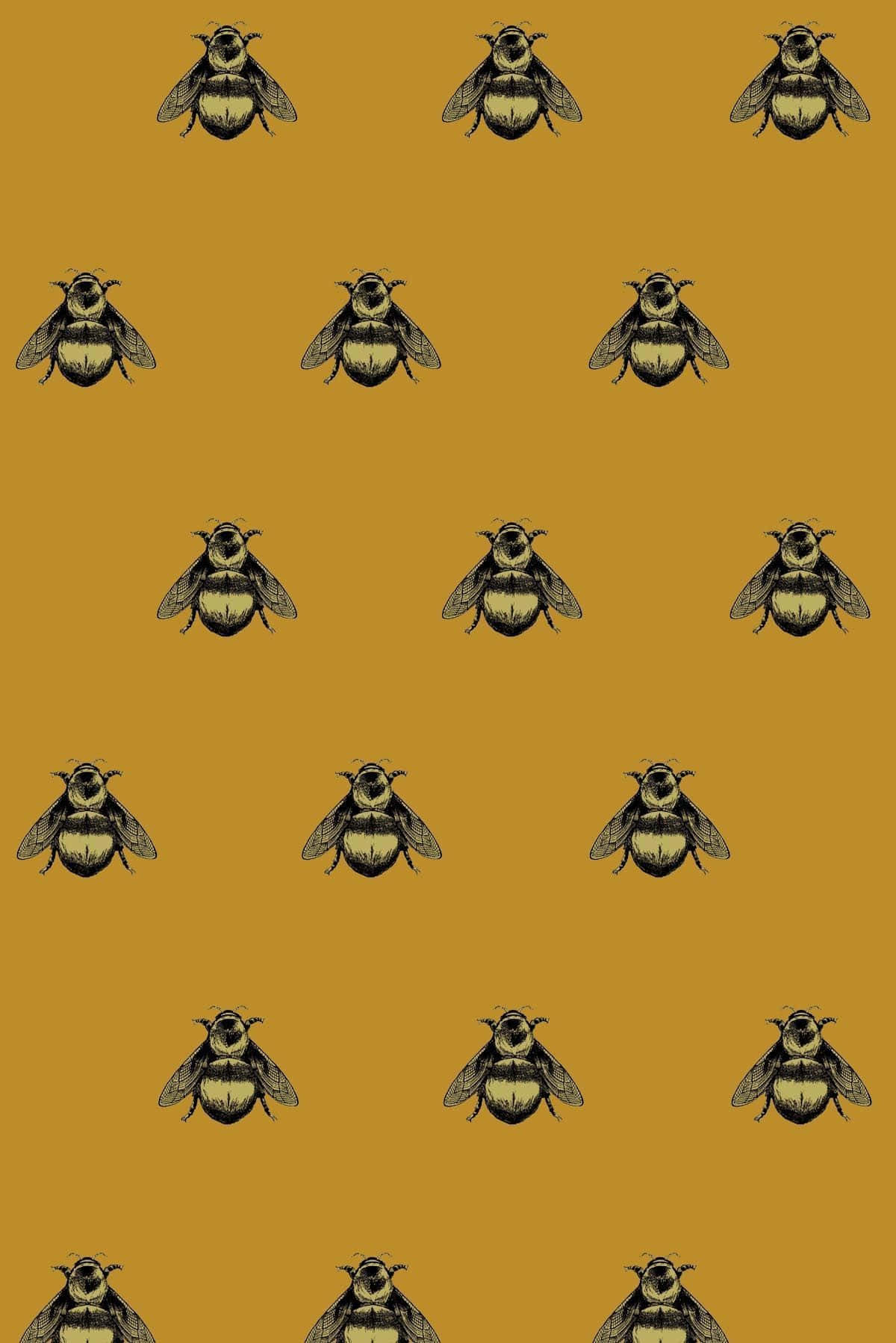 Bees Pattern Golden Iphone Wallpaper