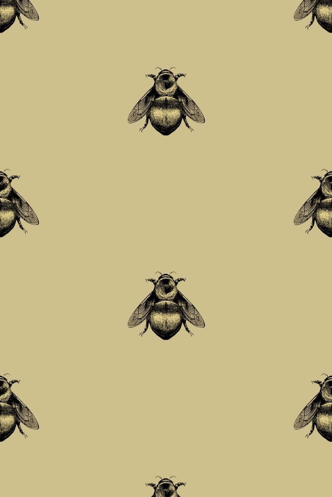 Zeichnungeines Schwarzen Bienenmuster-iphones Wallpaper
