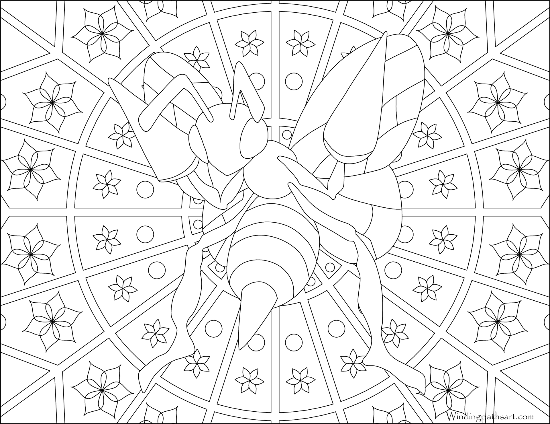 Bee Mandala Coloring Page PNG