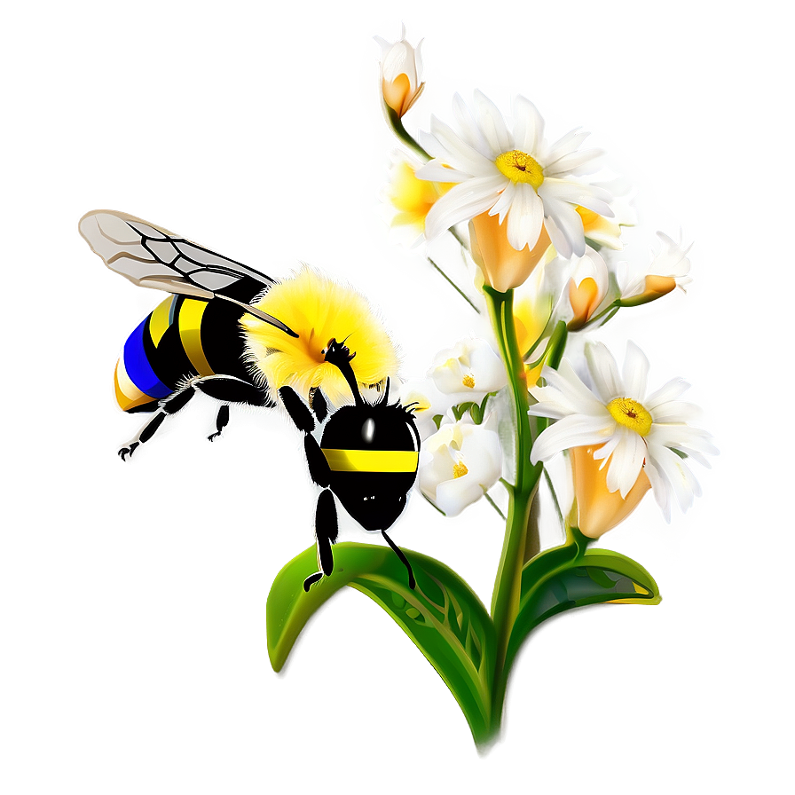Bee With Flower Png Uji3 PNG