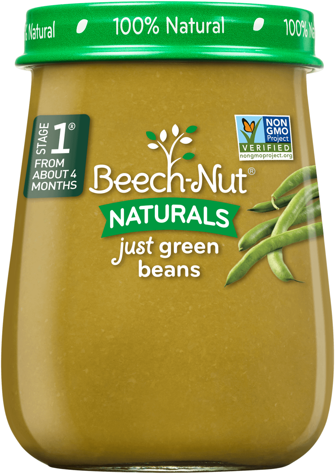 Beech Nut Naturals Green Beans Baby Food Jar PNG